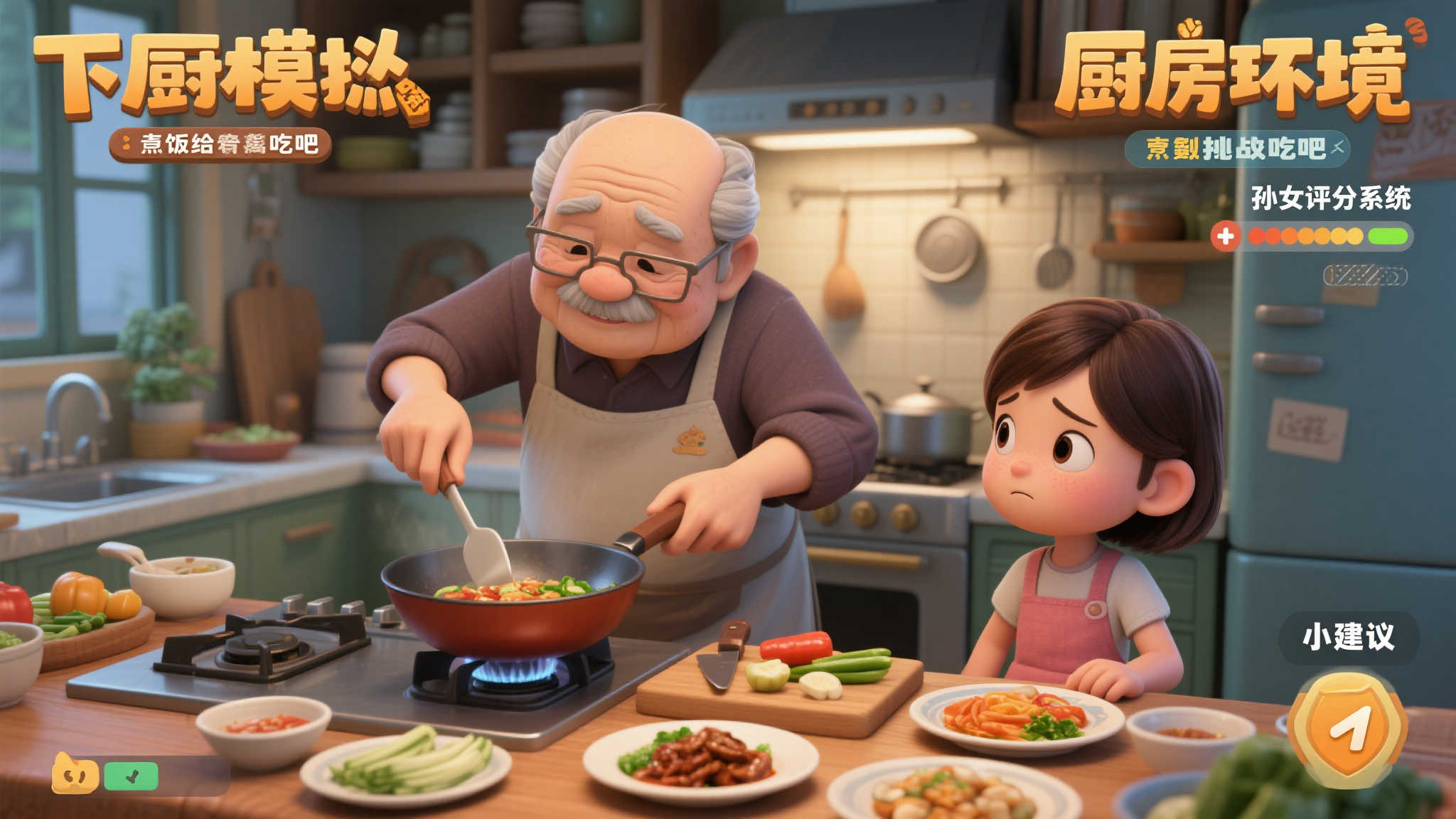 烹饪挑战《爷爷，做饭啦！》开放试玩，孙女来评分！